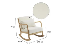 Mecedora de estilo escandinavo de tejido de rizo y madera <> - Beis