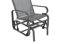 Mecedora de jardín con tejido y metal, color marrón claro (60x75x104 cm)