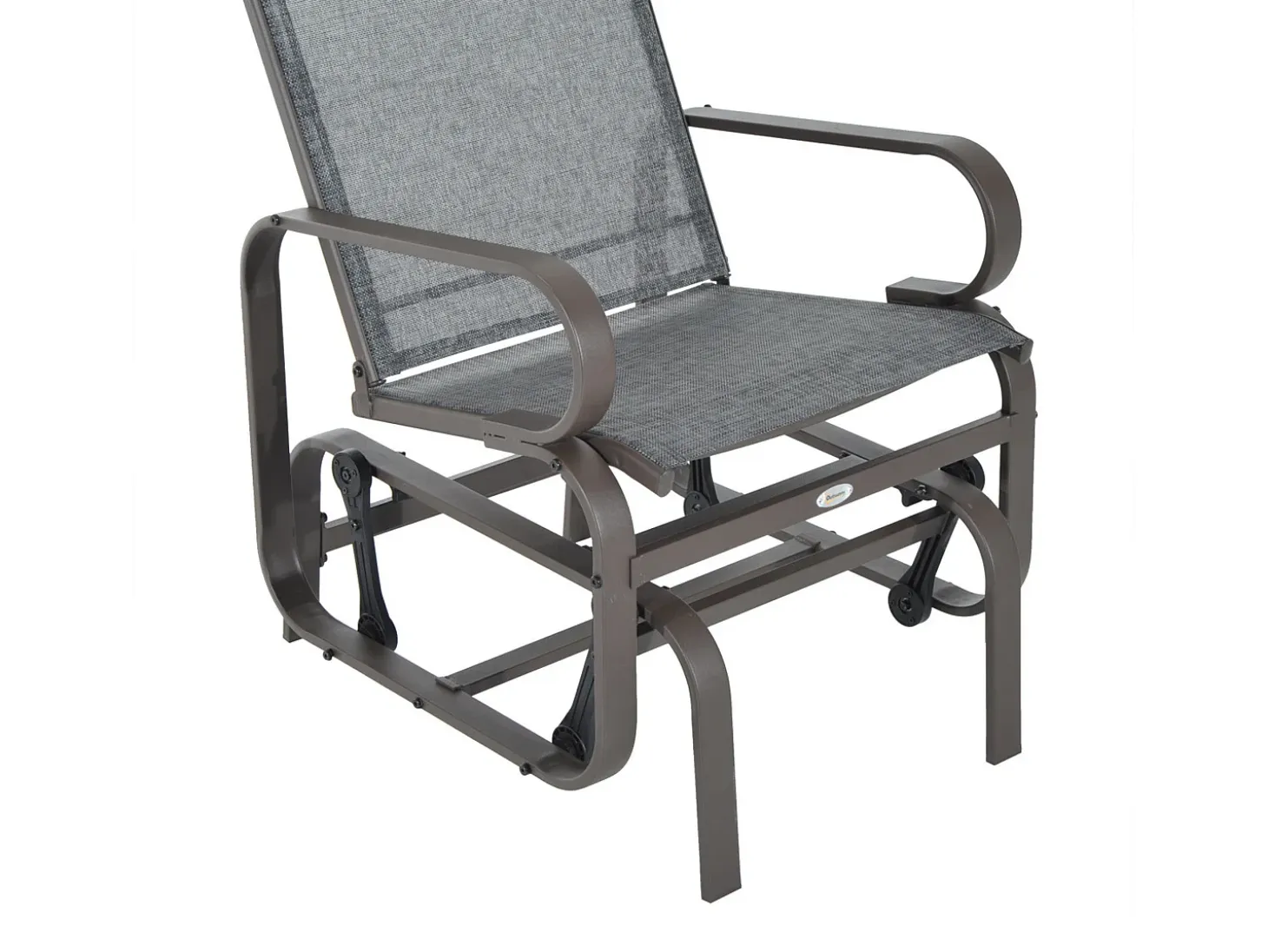 Mecedora de jardín con tejido y metal, color marrón claro (60x75x104 cm)