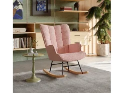 Mecedora de peluche de osito de peluche, sillón de lectura acolchado, respaldo a cuadros, color rosa