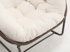 Mecedora de ratán - Estructura de acero con cojín suave - Para uso en interiores y exteriores