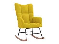 Mecedora de terciopelo amarillo mostaza