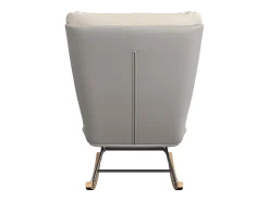 Mecedora ergonómica con cojín beige y estructura gris, diseño moderno en tela/piel sintética.