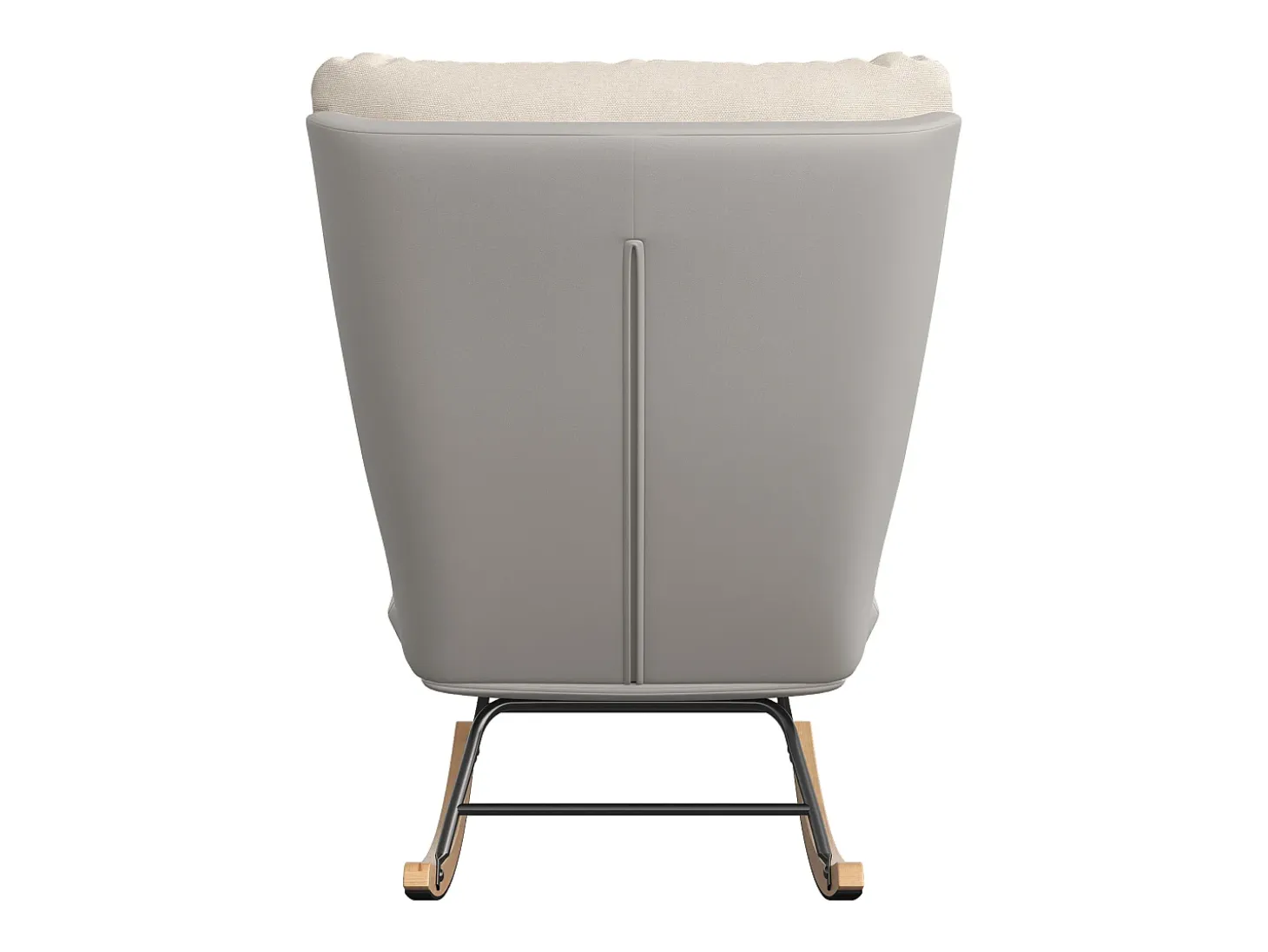 Mecedora ergonómica con cojín beige y estructura gris, diseño moderno en tela/piel sintética.