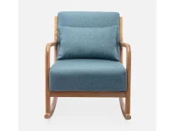 Mecedora estilo escandinavo de madera y tela azul