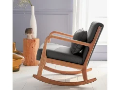 Mecedora estilo escandinavo de madera y tela gris oscuro