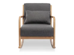 Mecedora estilo escandinavo de madera y tela gris oscuro