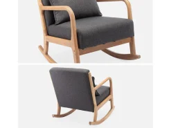 Mecedora estilo escandinavo de madera y tela gris oscuro