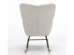 Mecedora moderna de felpa blanca con reposabrazos y respaldo, ideal para salón y dormitorio