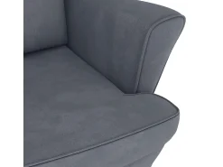 Mecedora orejera de terciopelo gris oscuro y madera maciza