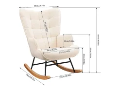 Mecedora para adultos - Mecedora ergonómica para exteriores - Para salón - Jardín - Dormitorio - Beige