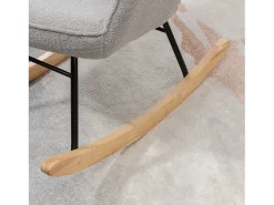 Mecedora, silla mecedora, estructura de acero y patas de madera, color gris claro