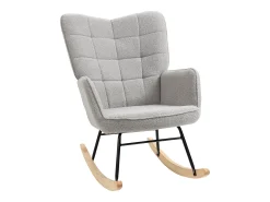 Mecedora, silla mecedora, estructura de acero y patas de madera, color gris claro