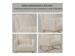 Mecedora, Sillón Relax con Reposabrazos, Tejido de Lino, Beige