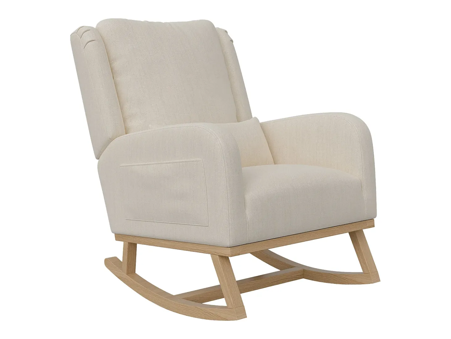 Mecedora, Sillón Relax con Reposabrazos, Tejido de Lino, Beige