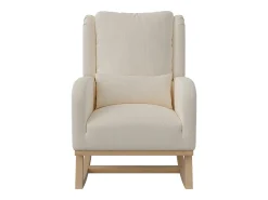 Mecedora, Sillón Relax con Reposabrazos, Tejido de Lino, Beige