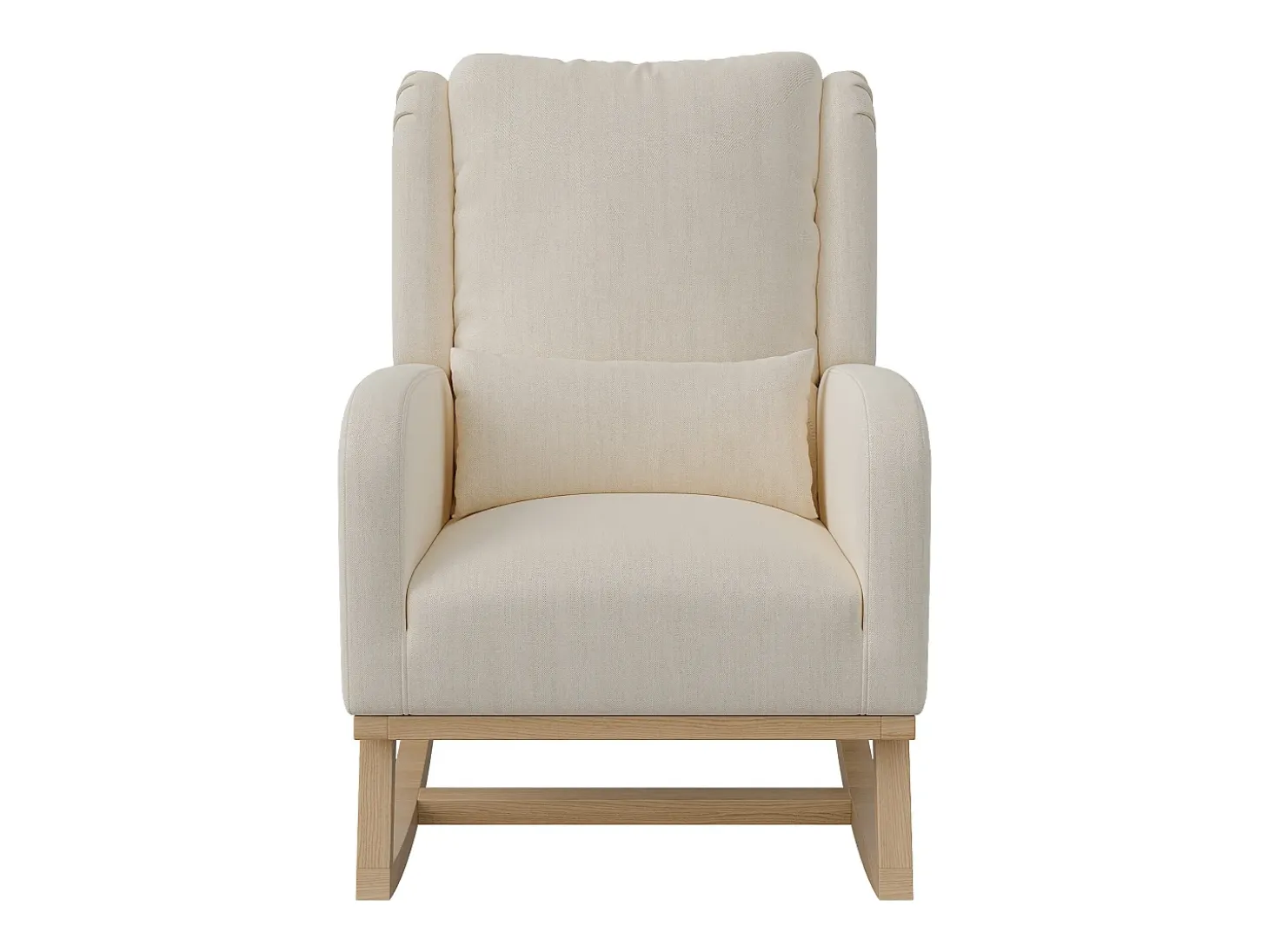 Mecedora, Sillón Relax con Reposabrazos, Tejido de Lino, Beige