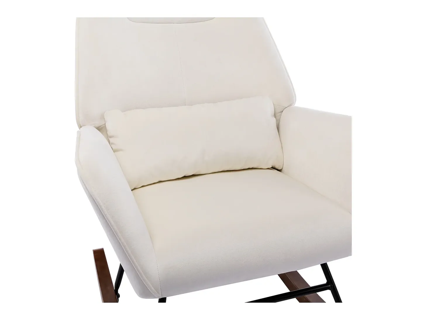 Mecedora tapizada en terciopelo con soporte lumbar, ideal para sala de estar y guardería, color beige