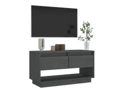 Megan Lynn Mueble de TV de madera maciza de pino gris 74x34x40 cm
