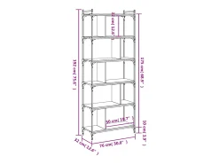 Merse Librería 6 estantes madera ingeniería roble ahumado 76x32x192cm