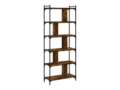 Merse Librería 6 estantes madera ingeniería roble ahumado 76x32x192cm