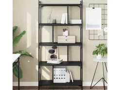 Merse Librería de 5 estantes madera de ingeniería negro 76x32x158 cm