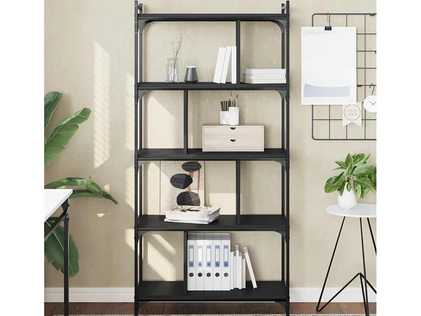 Merse Librería de 5 estantes madera de ingeniería negro 76x32x158 cm