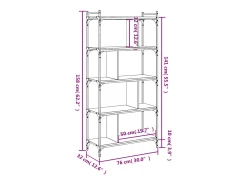 Merse Librería de 5 estantes madera de ingeniería negro 76x32x158 cm