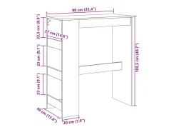 Mesa alta bar con estantes madera roble Sonoma 90x40x103,5 cm