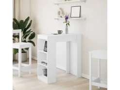 Mesa alta con estantes madera ingeniería blanca 95x47x103,5 cm