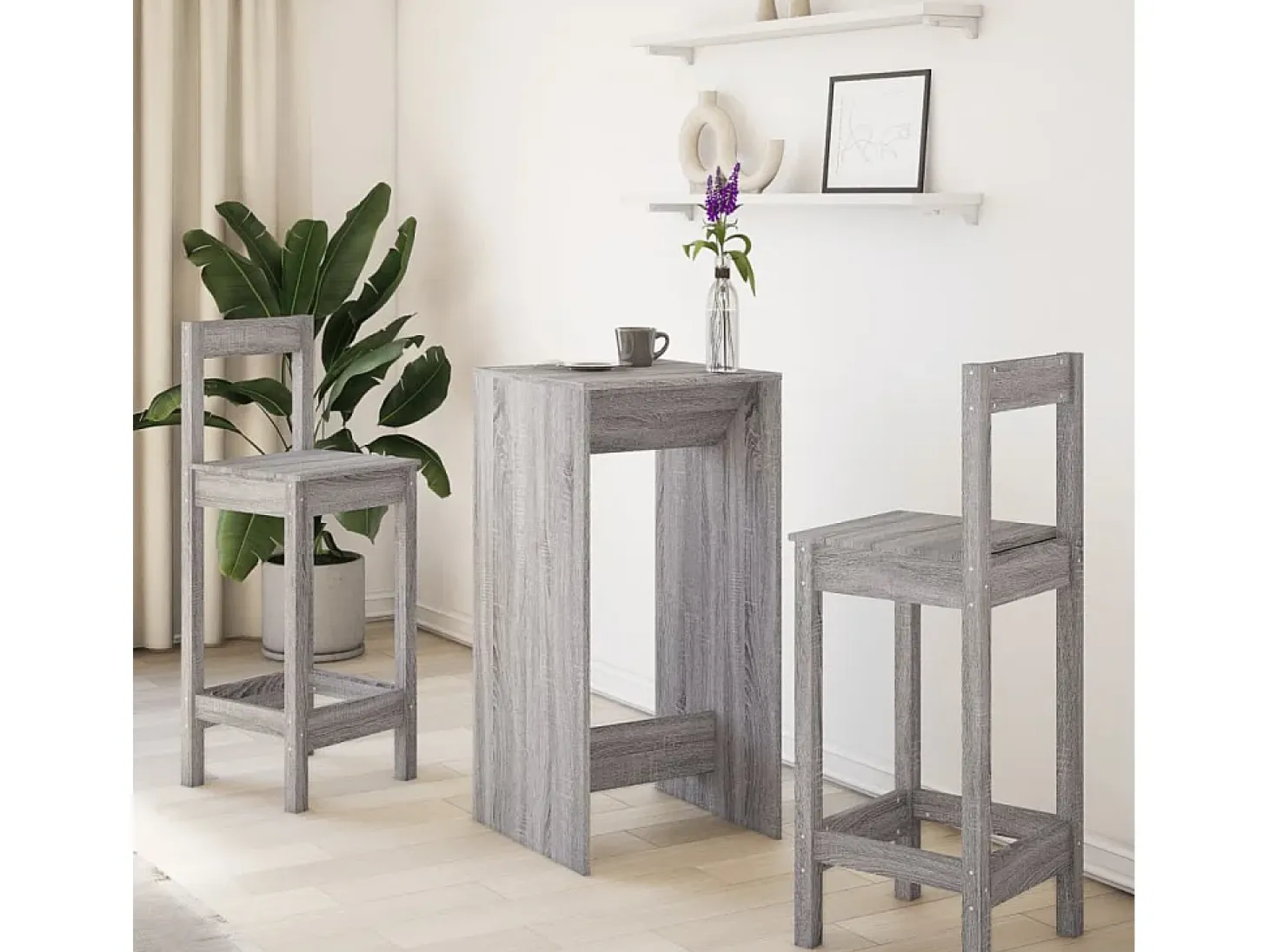 Mesa alta de bar madera ingeniería gris Sonoma 51x50x103,5 cm