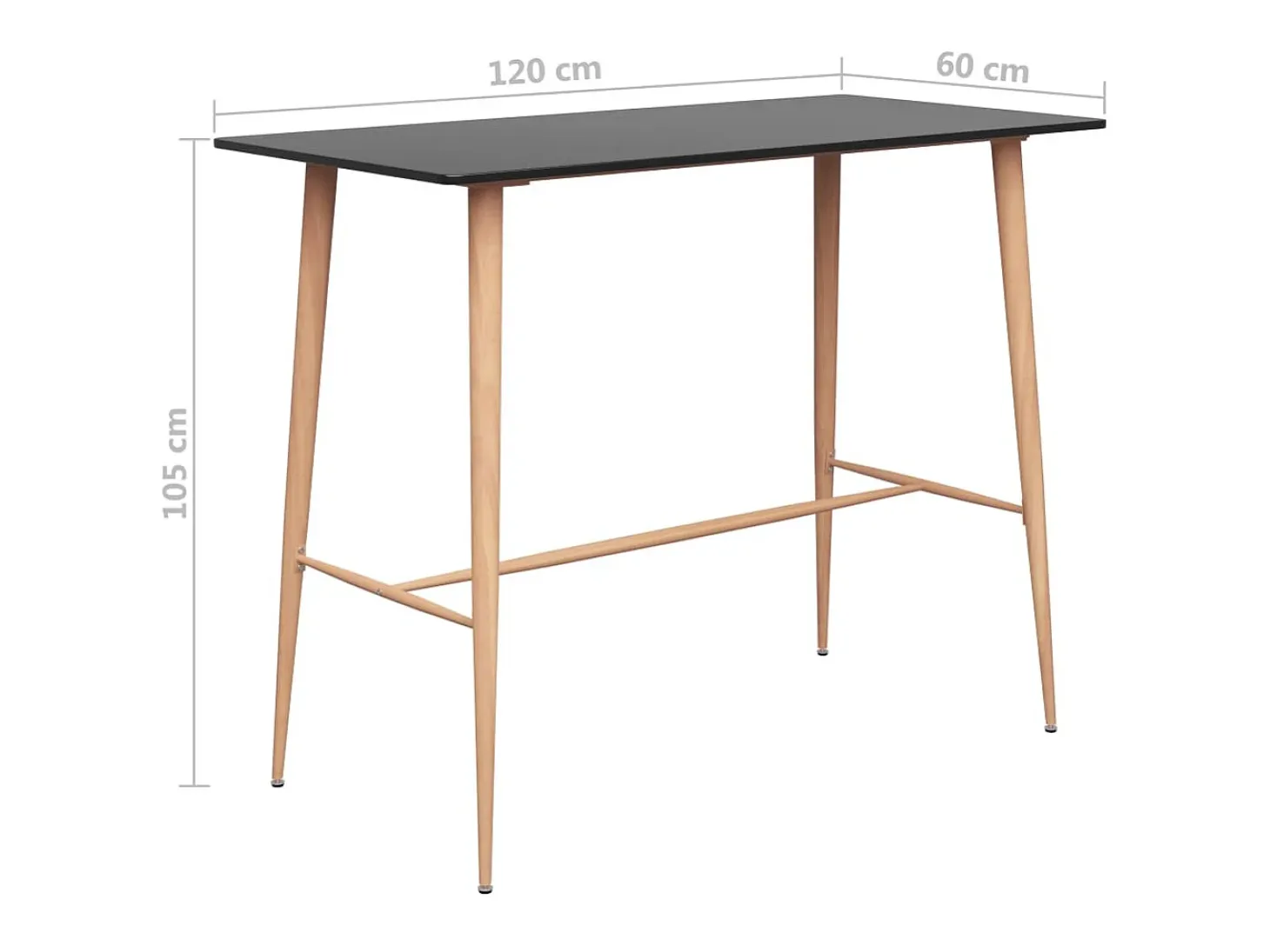 Mesa alta de cocina negro 120x60x105 cm ES542548