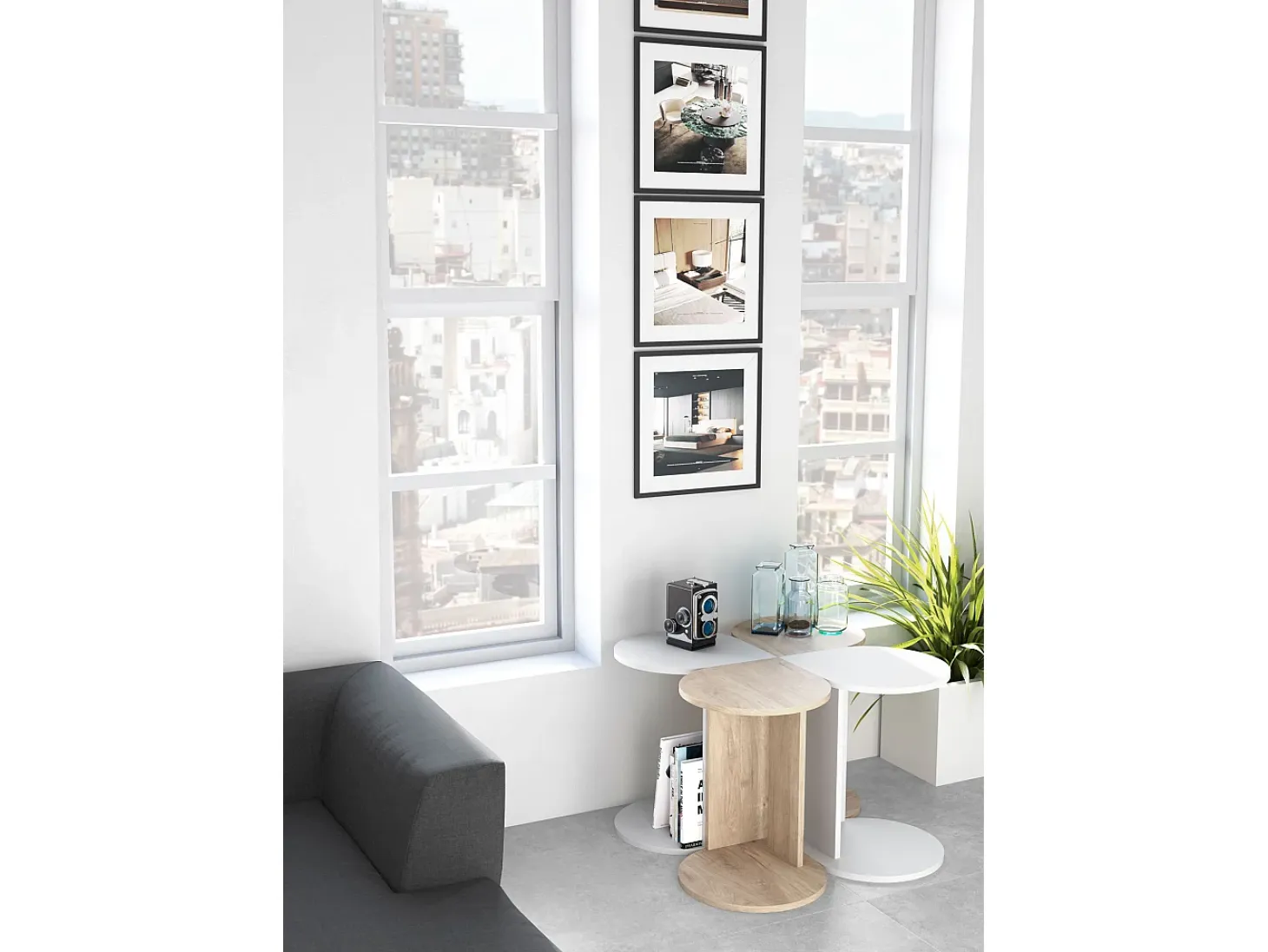Mesa auxiliar - A62cm x L46cm x P55cm roble claro -Trébol