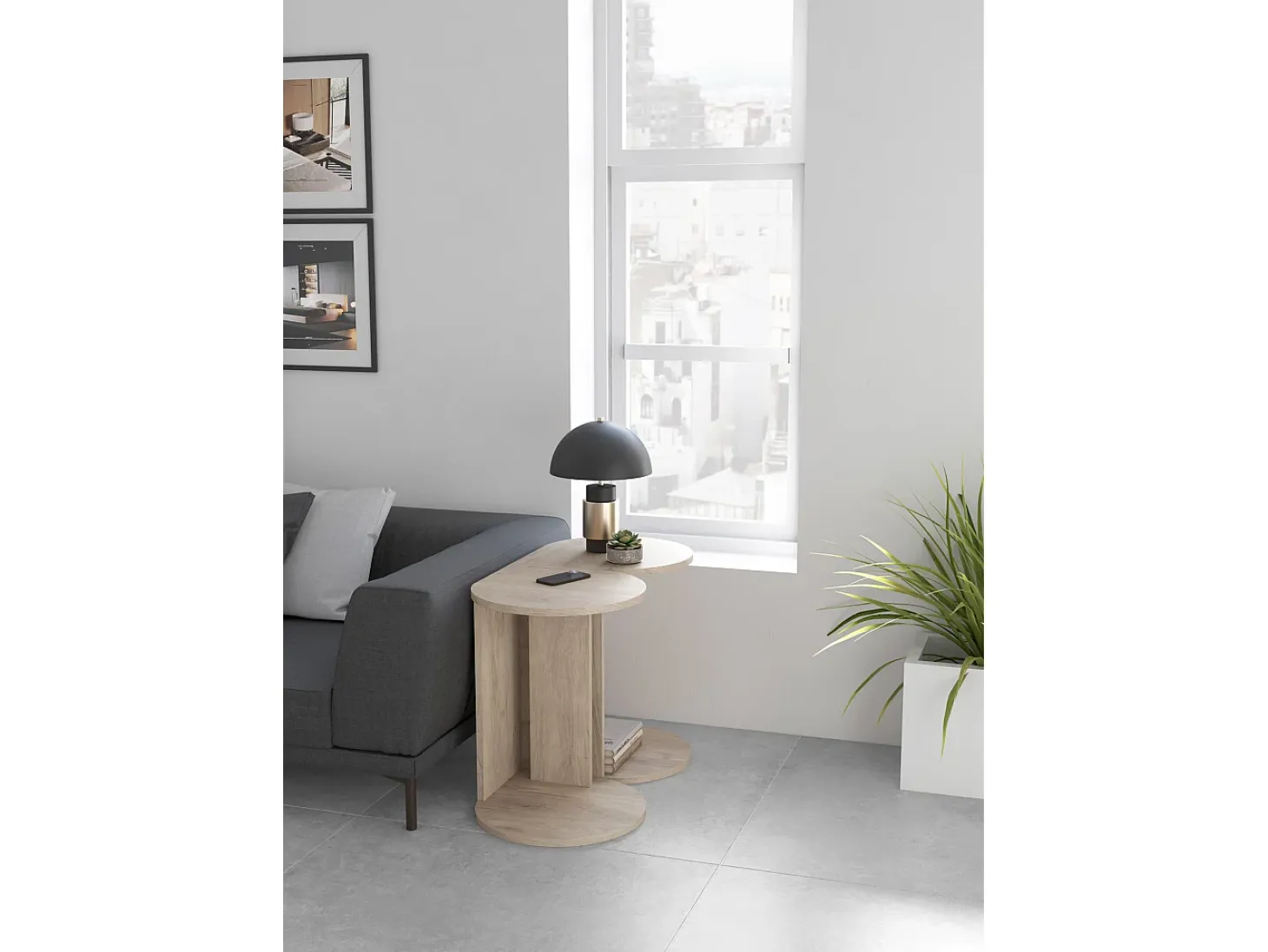 Mesa auxiliar - A62cm x L46cm x P55cm roble claro -Trébol