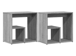 Mesa auxiliar 2 uds madera ingeniería gris Sonoma 50x30x50 cm