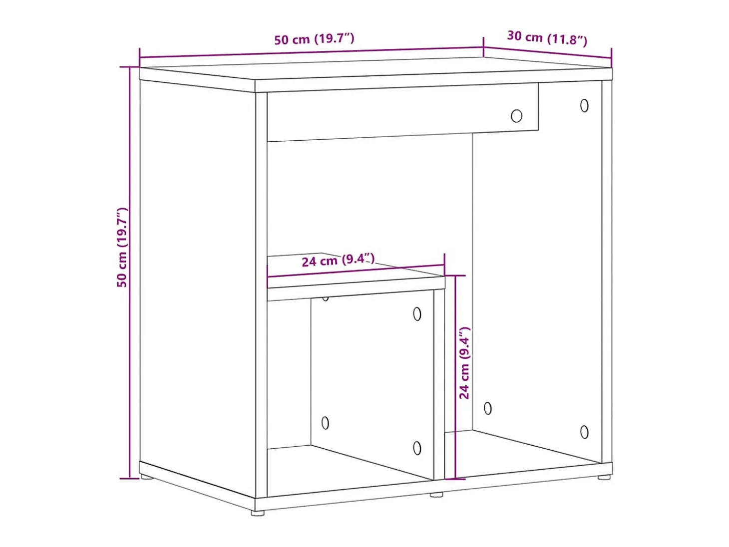 Mesa auxiliar 2 uds madera ingeniería gris Sonoma 50x30x50 cm