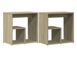 Mesa auxiliar 2 uds madera ingeniería roble Sonoma 50x30x50 cm