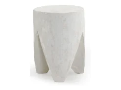 Mesa auxiliar color cemento blanco de poliresina
