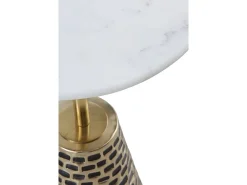 Mesa auxiliar con base de metal oro antique y sobre de mármol blanco