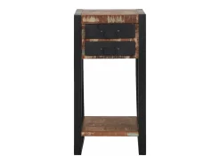Mesa Auxiliar con cajón Multicolor Madera reciclada maciza