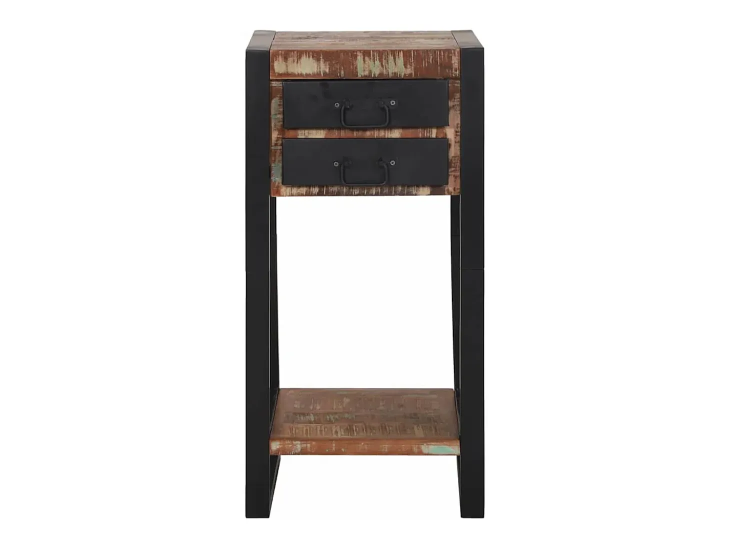 Mesa Auxiliar con cajón Multicolor Madera reciclada maciza