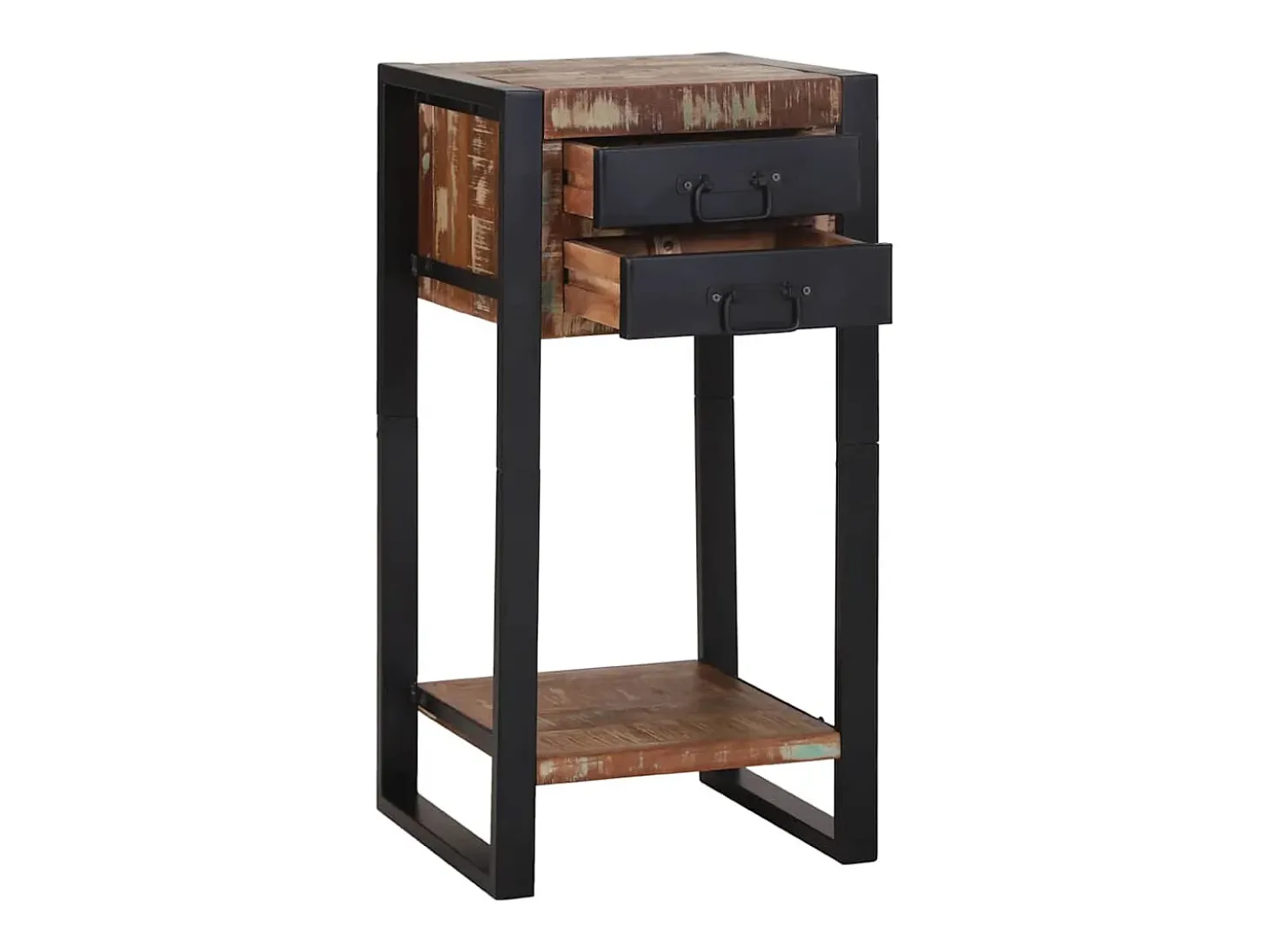 Mesa Auxiliar con cajón Multicolor Madera reciclada maciza