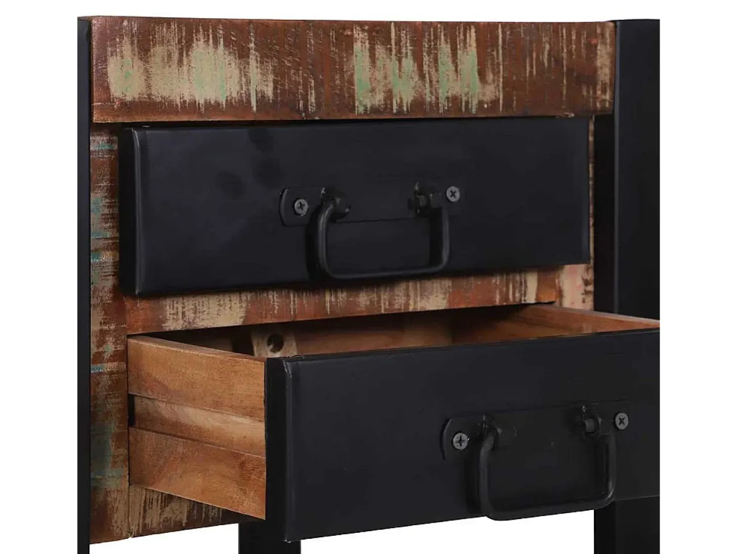 Mesa Auxiliar con cajón Multicolor Madera reciclada maciza