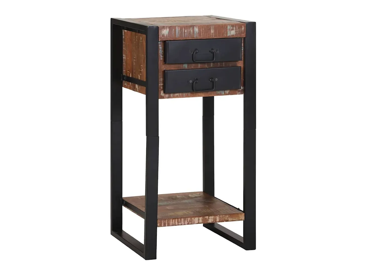 Mesa Auxiliar con cajón Multicolor Madera reciclada maciza