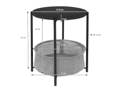 Mesa auxiliar con cesta Mesa de centro Mesa bandeja Mesa de sofá Metal Ø 43cm