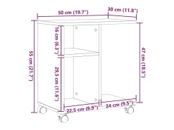 Mesa Auxiliar con estante Roble artisan 50 x 30 x 55 cm