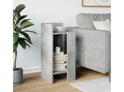 Mesa auxiliar con estante gris hormigón 25,5x27x60 cm