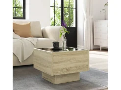 Mesa auxiliar con LED madera ingeniería roble Sonoma 40x40x30cm