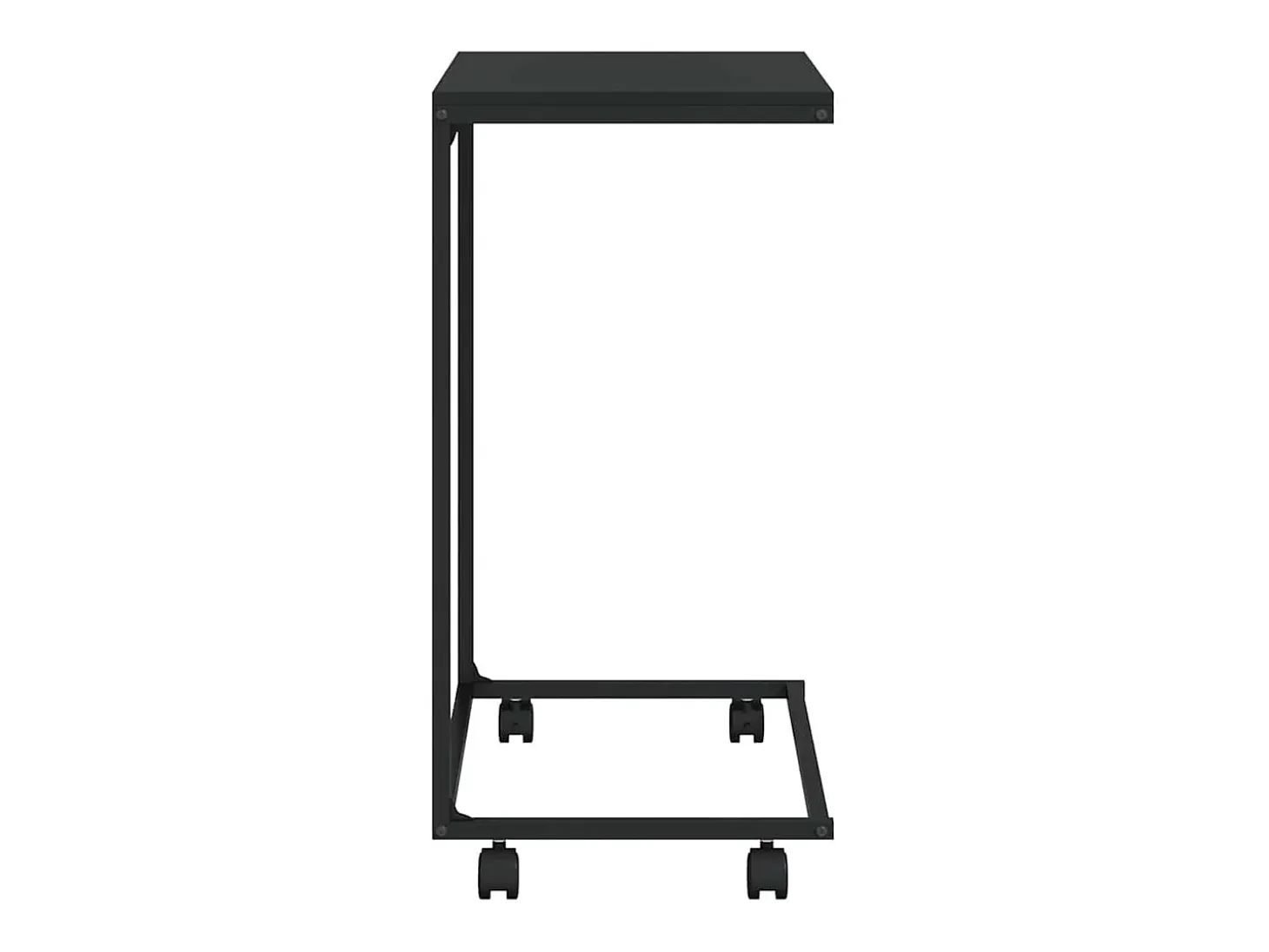 Mesa auxiliar con ruedas madera de ingeniería negra 55x35x70 cm