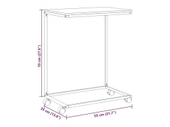 Mesa auxiliar con ruedas madera de ingeniería negra 55x35x70 cm